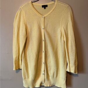 The Limited Women’s yellow button-down cardigan sweater, 3 quarter sleeve large